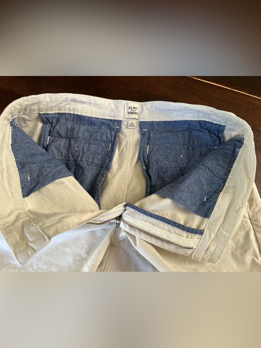 Flint & Tinder Mens 5” Chino Shorts Sz 33 Off White Stretch *Color Transfer* GUC - Picture 9 of 13